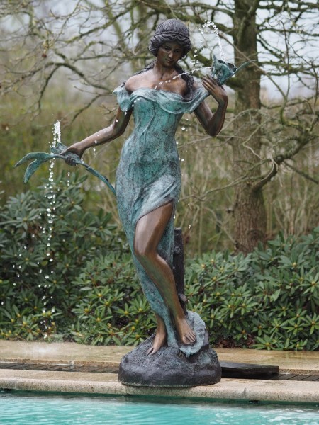 Bronze Fountaine Fiori | Frau mit Blumen