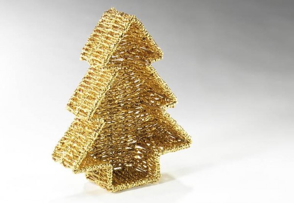 Baumschale goldfarben Foliengeflecht | Weihnachtsdekoration