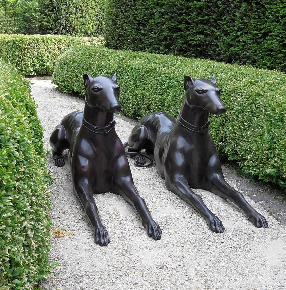 Dobermann-Paar aus Bronze - 120 cm