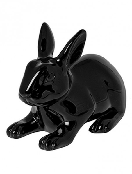 Hase Roger schwarz  | Rabbit ein Kunstobjekt aus Fiberglas und Steinpulver