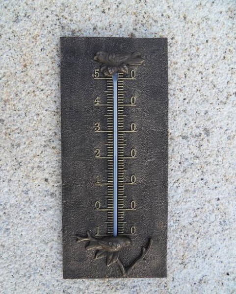 Bronze-Analog-Thermometer-Vögel-Motiv